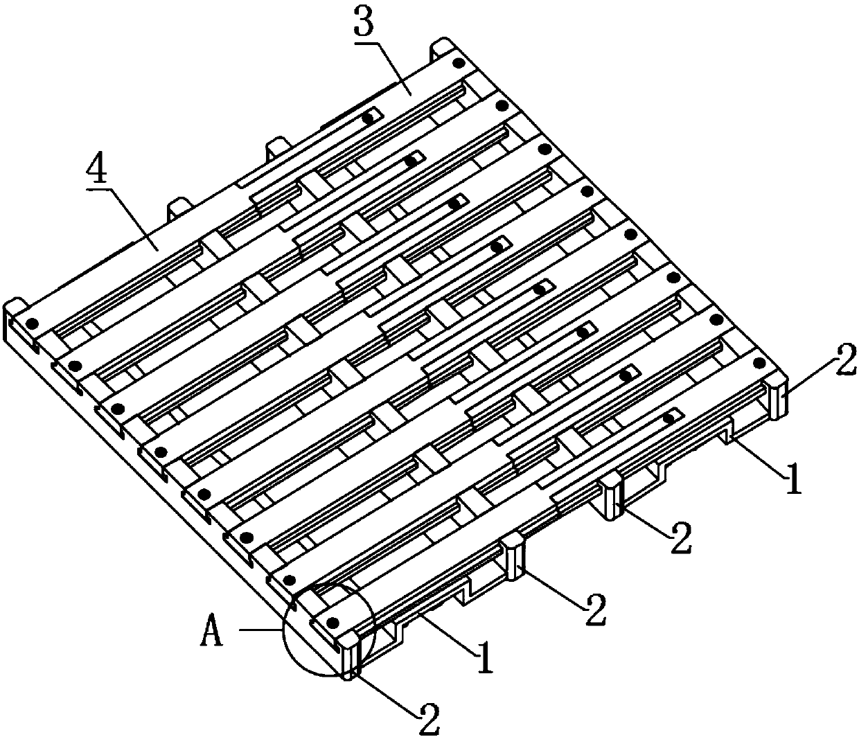 Split type external rounded corner steel tray structure for warehouse logistics