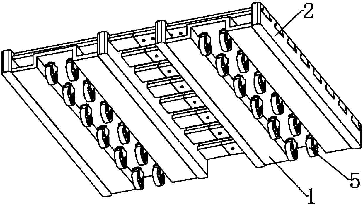 Split type external rounded corner steel tray structure for warehouse logistics