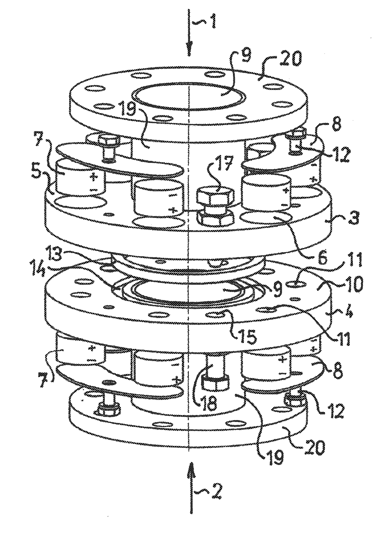 Magnetic connecting member, in particular for pipe flanges