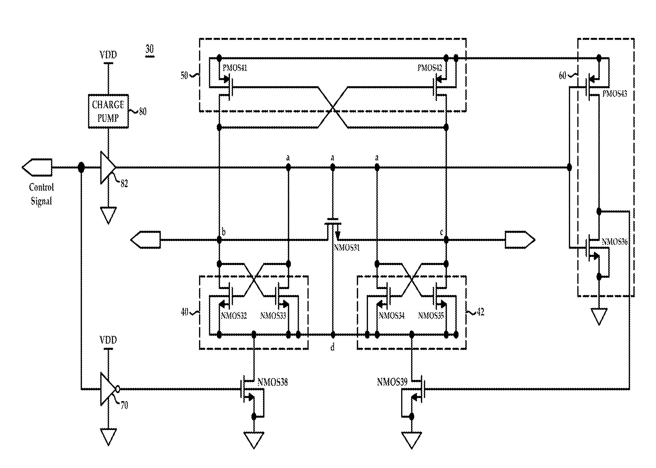 Complementary metal-oxide-semiconductor (CMOS) analog switch circuit