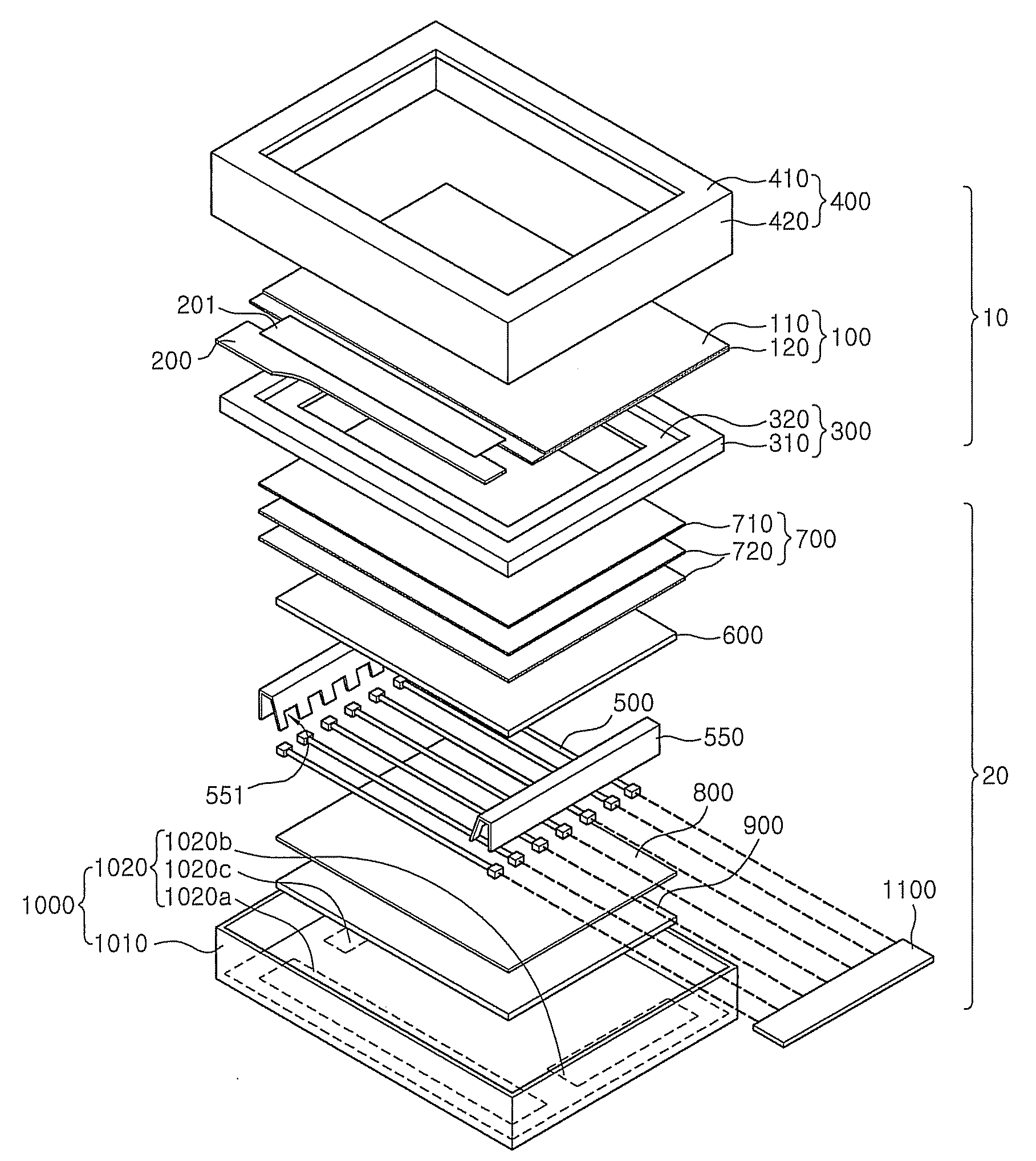 Receiving member, display having the same, and method thereof