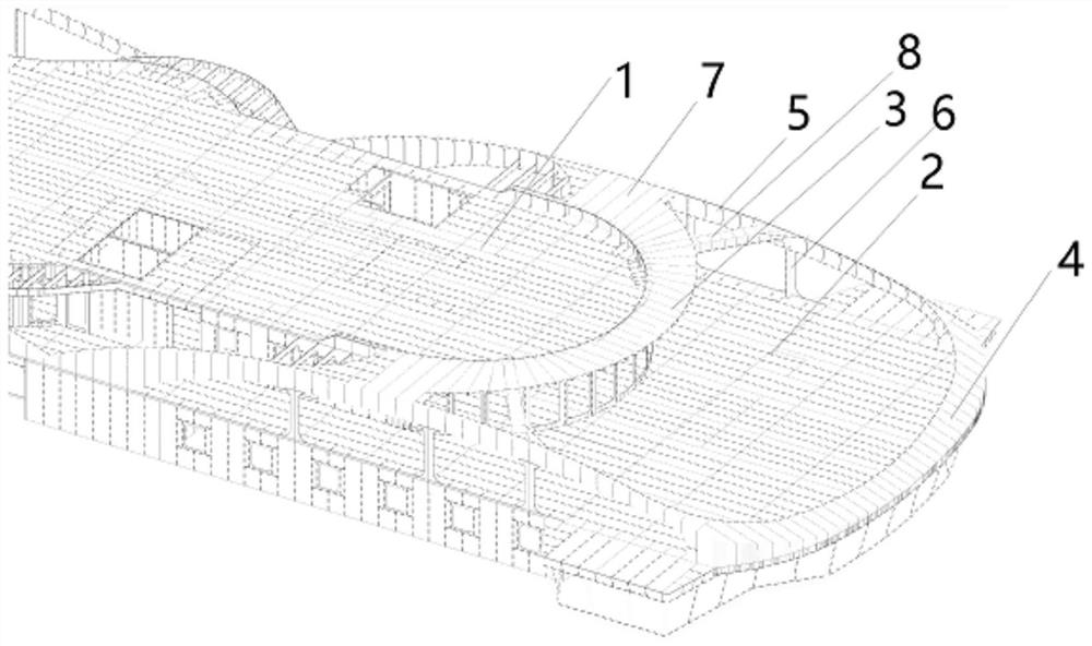 Top structure of cruise ship and cruise ship