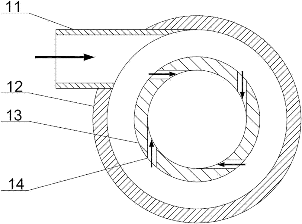 Multi-phase pipe type cyclone reactor capable of accurately regulating and controlling cyclone flow speed of liquid phase