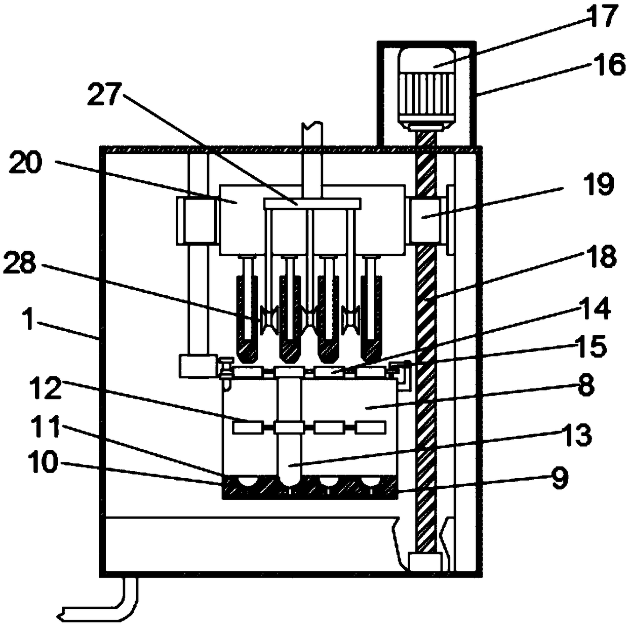 Test tube cleaning device for biological pharmacy