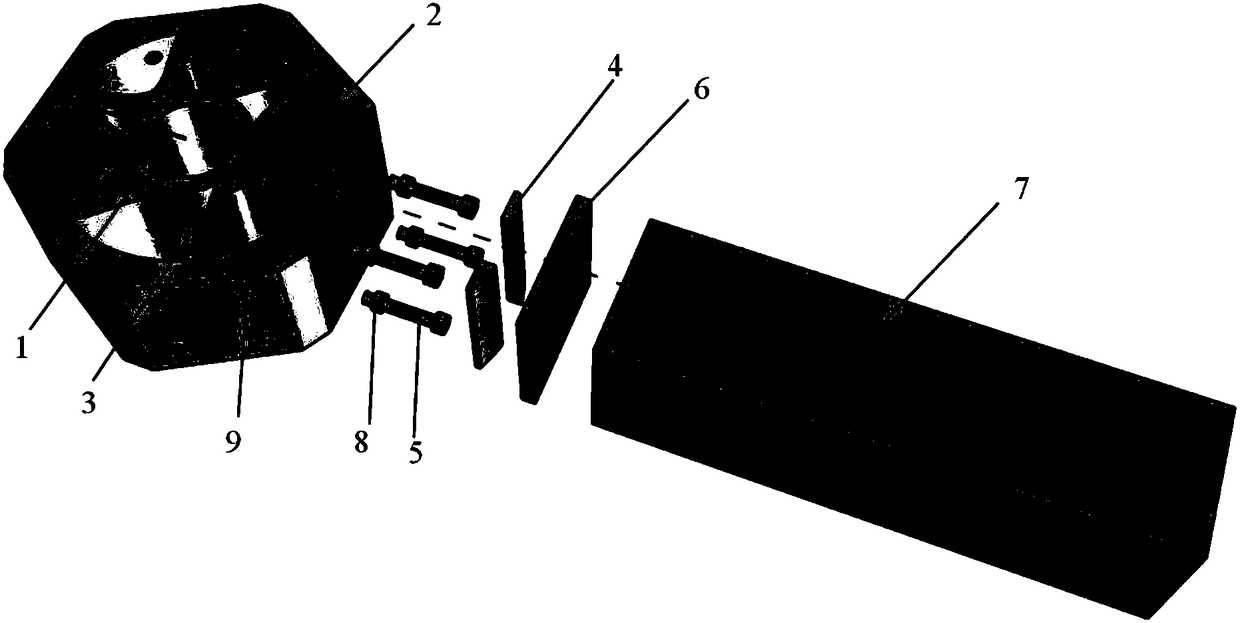 A prefabricated node of an outer ring inner hexagonal space grid structure