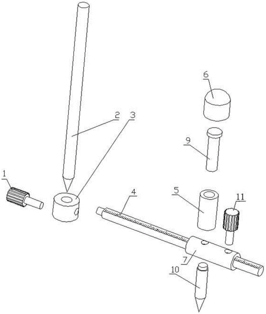 A kind of multifunctional adjustable diameter compass with graduated scale