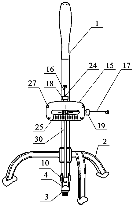 Acetabular prosthesis positioning device and method for unilateral hip joint revision surgery