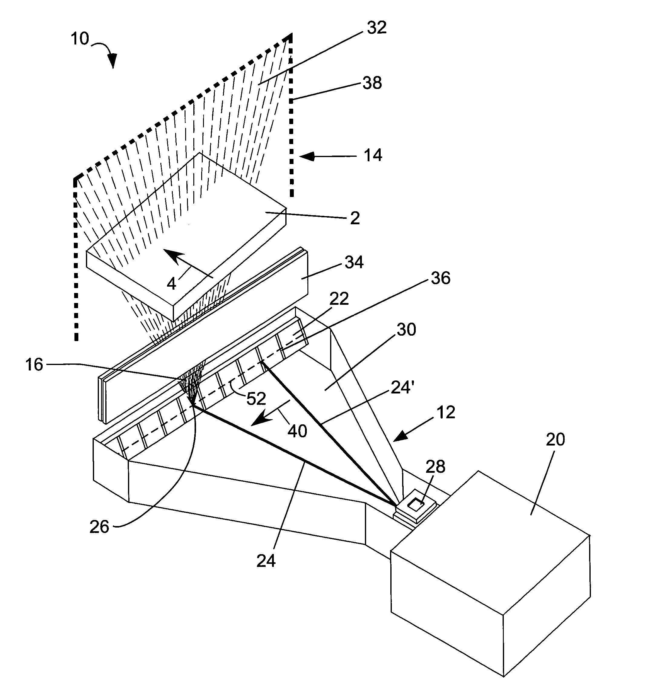 Method and apparatus for determining the position of an x-ray cone beam produced by a scanning electron beam