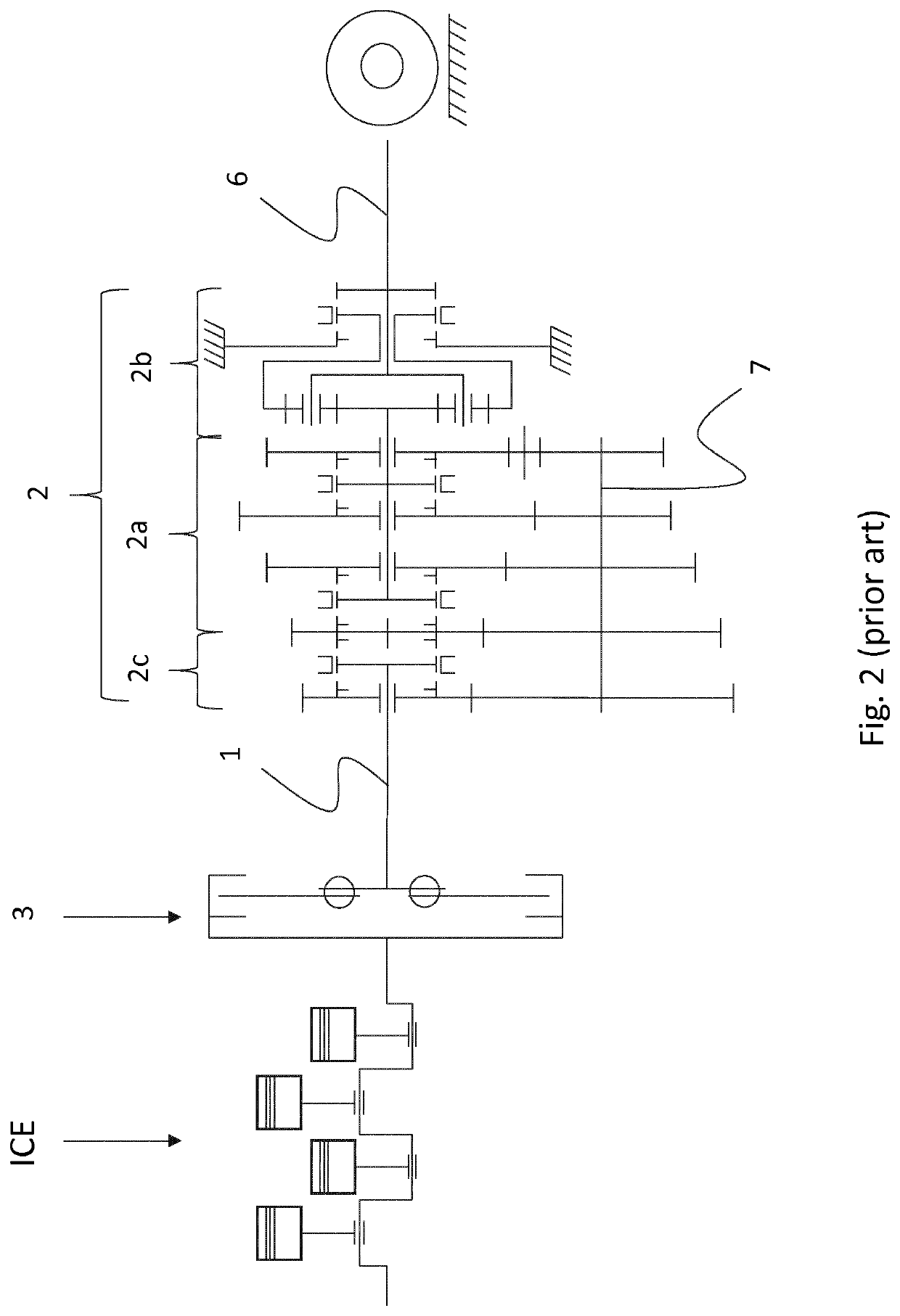 Powertrain, vehicle and method of performing a gearshift in the powertrain