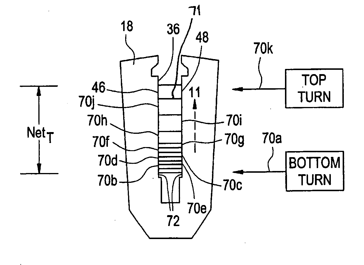 Method and apparatus for reducing hot spot temperatures on stacked field windings