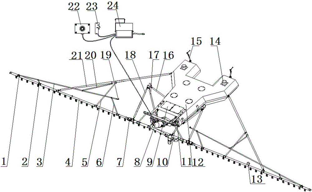 Agricultural spraying device of helicopter