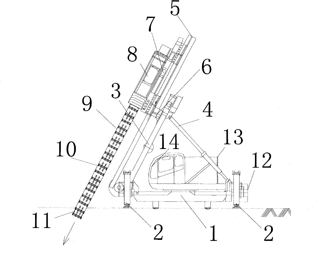 Continuous wall forming machine of underground cement soil impermeable wall