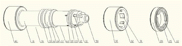 Valve core assembly of three-position three-way valve