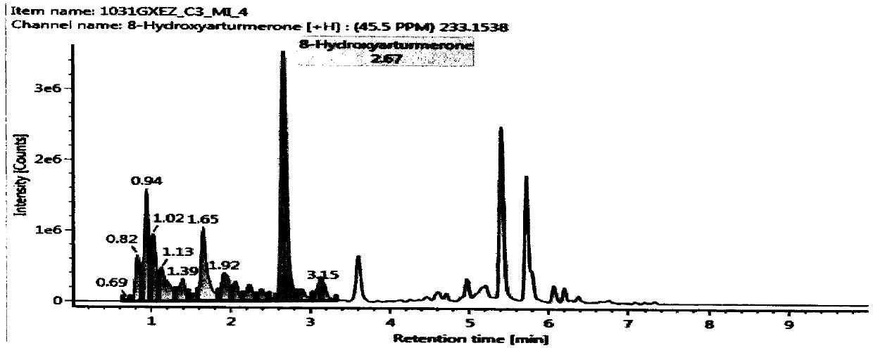 Analytical method for rapidly identifying chemical components in Guangxi curcuma zedoary