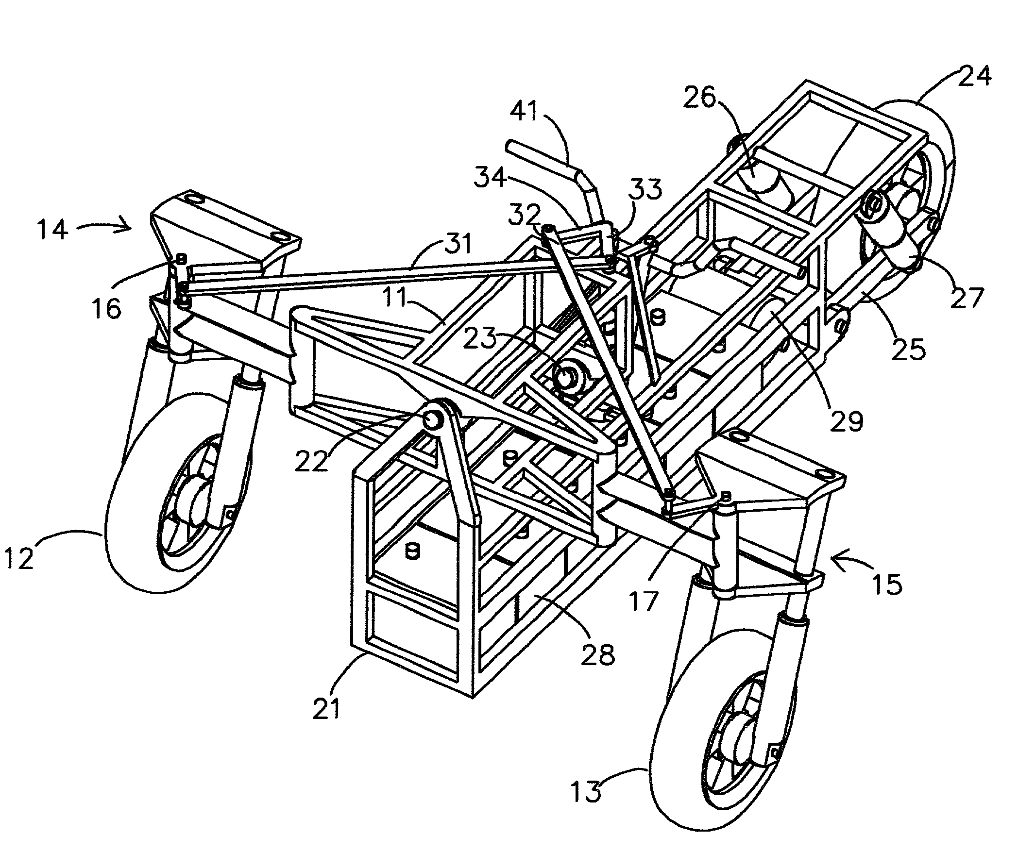 Vehicle with a stabilized tilting section