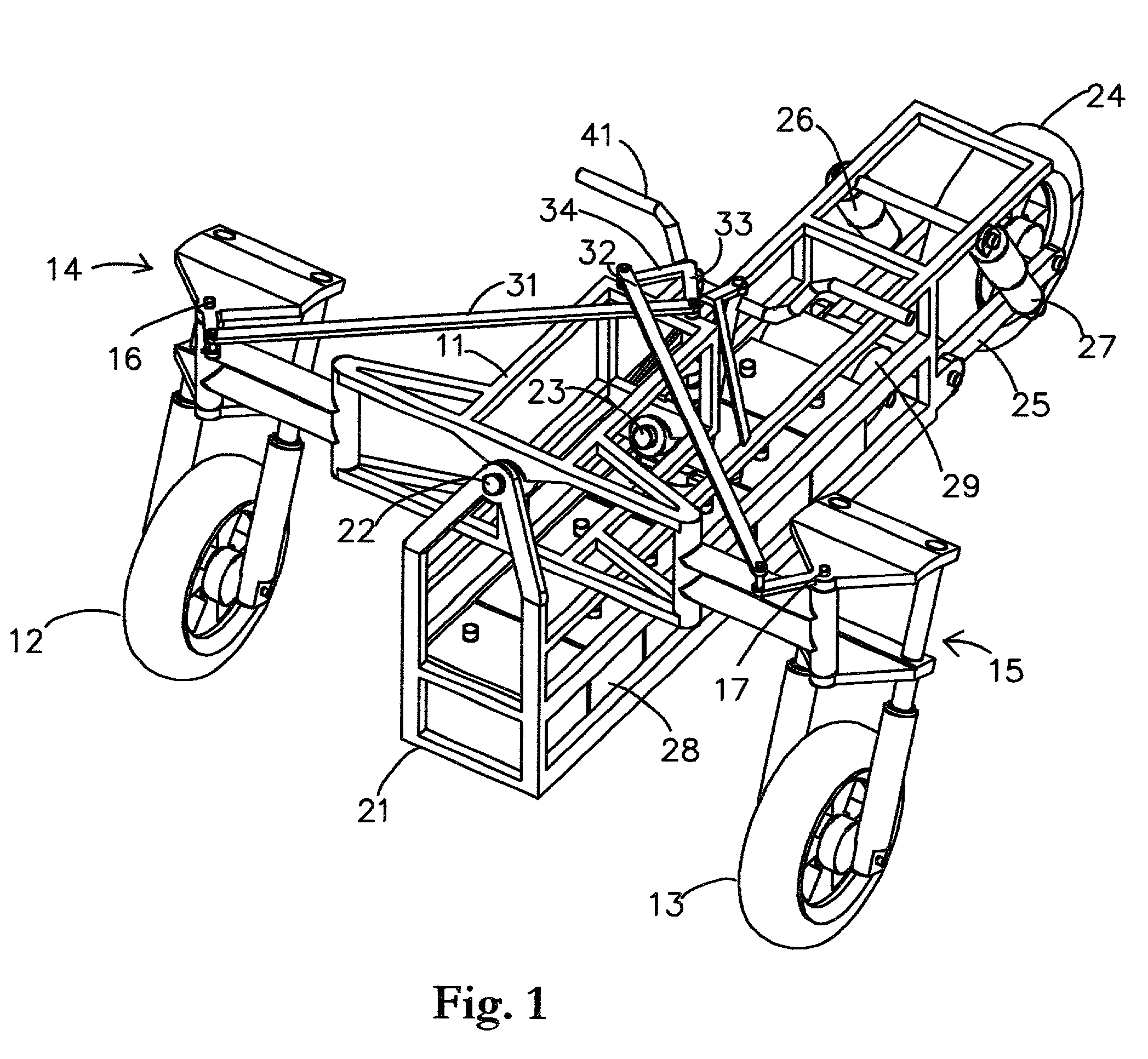 Vehicle with a stabilized tilting section