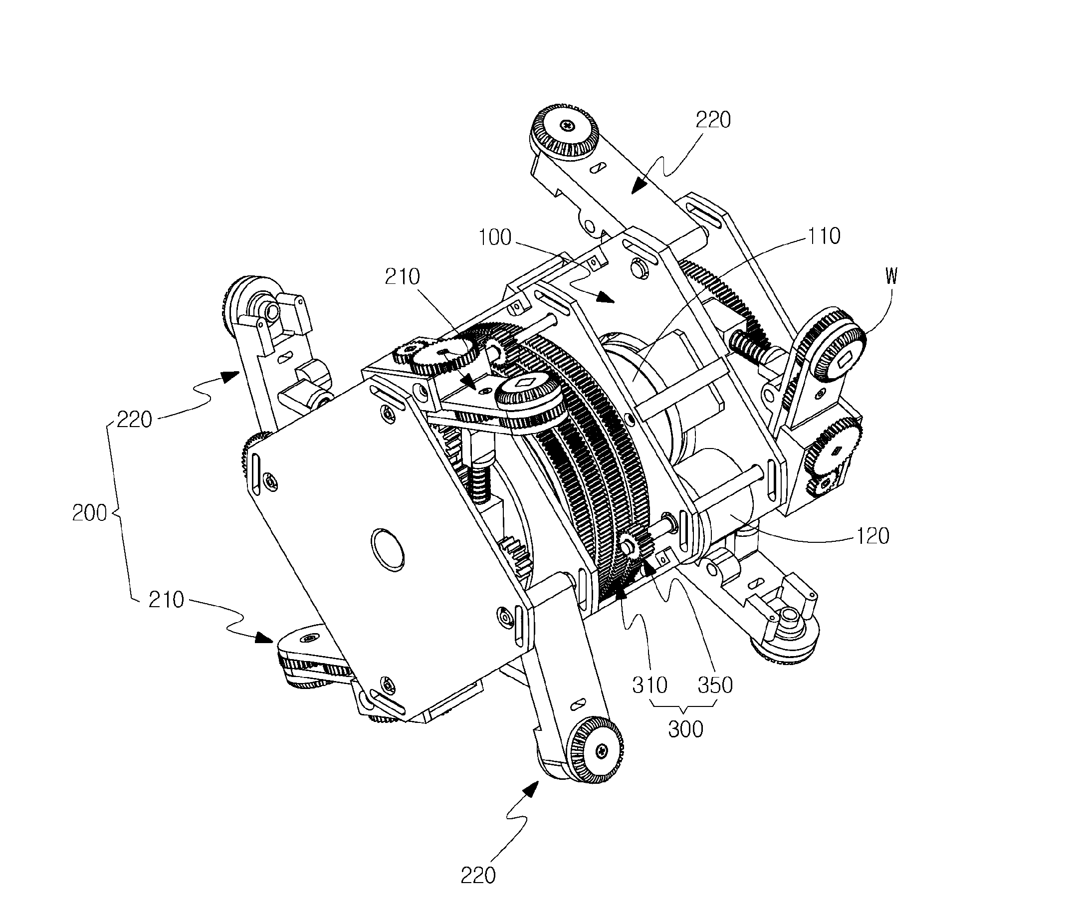 Robot for inspection of pipeline using multi-output differential module