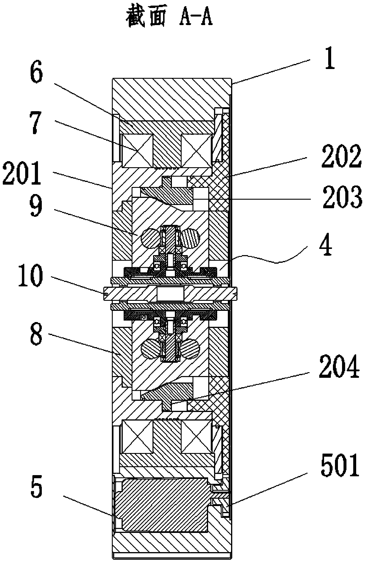 Self-centering bidirectional rotating cross shaft machining main shaft