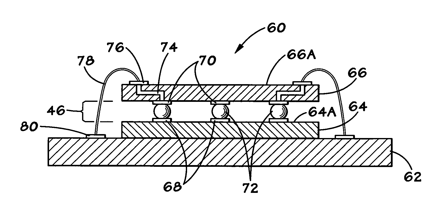 Integrated circuit package having reduced interconnects