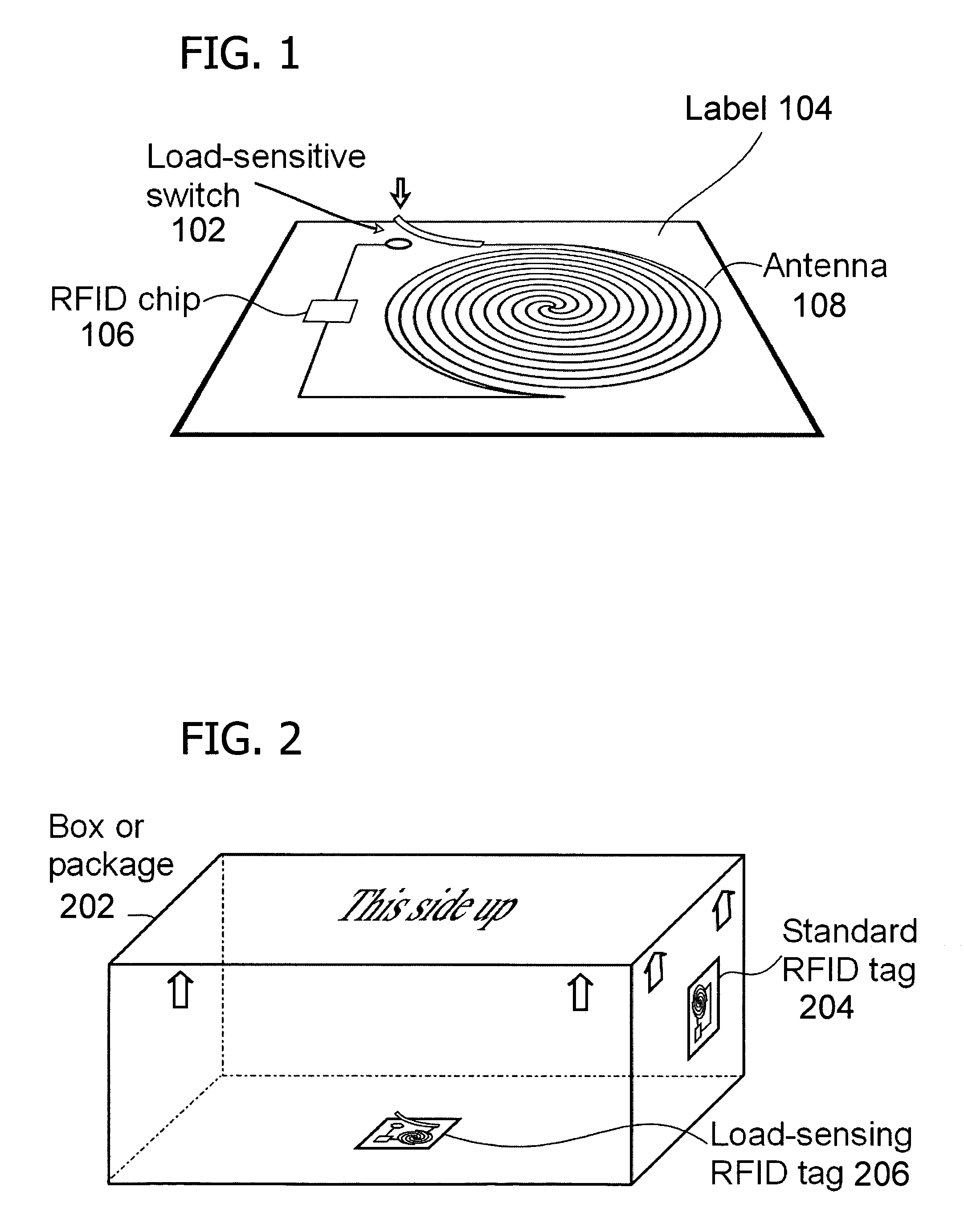 Activating a data tag by load or orientation or user control