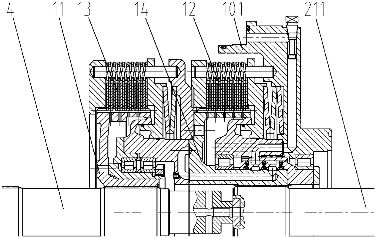 Final transmission structure, bulldozer and turning control method