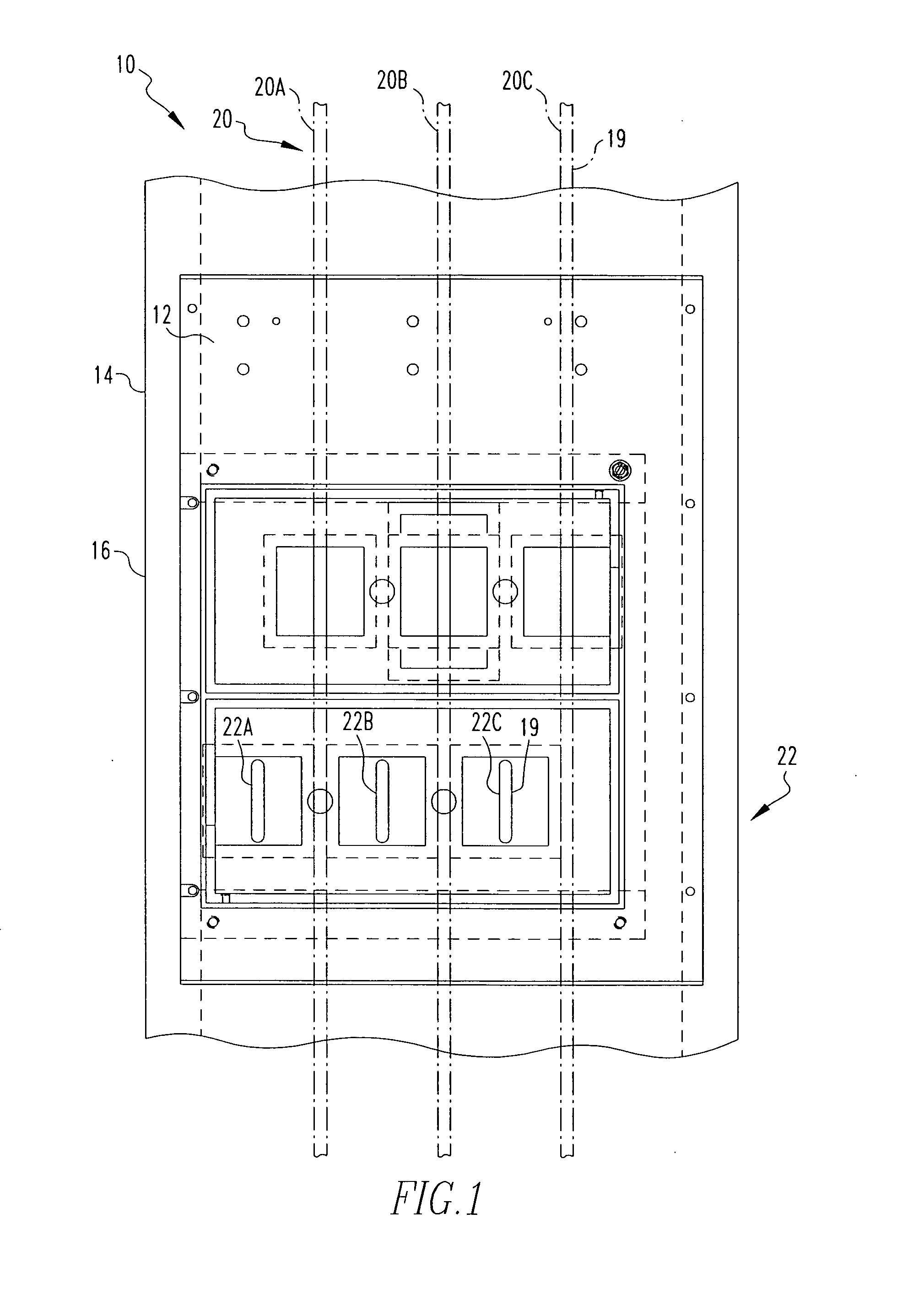 Power circuit breakers with offset vertical quick disconnect adapters to allow plugging onto a line and a load bus in different planes