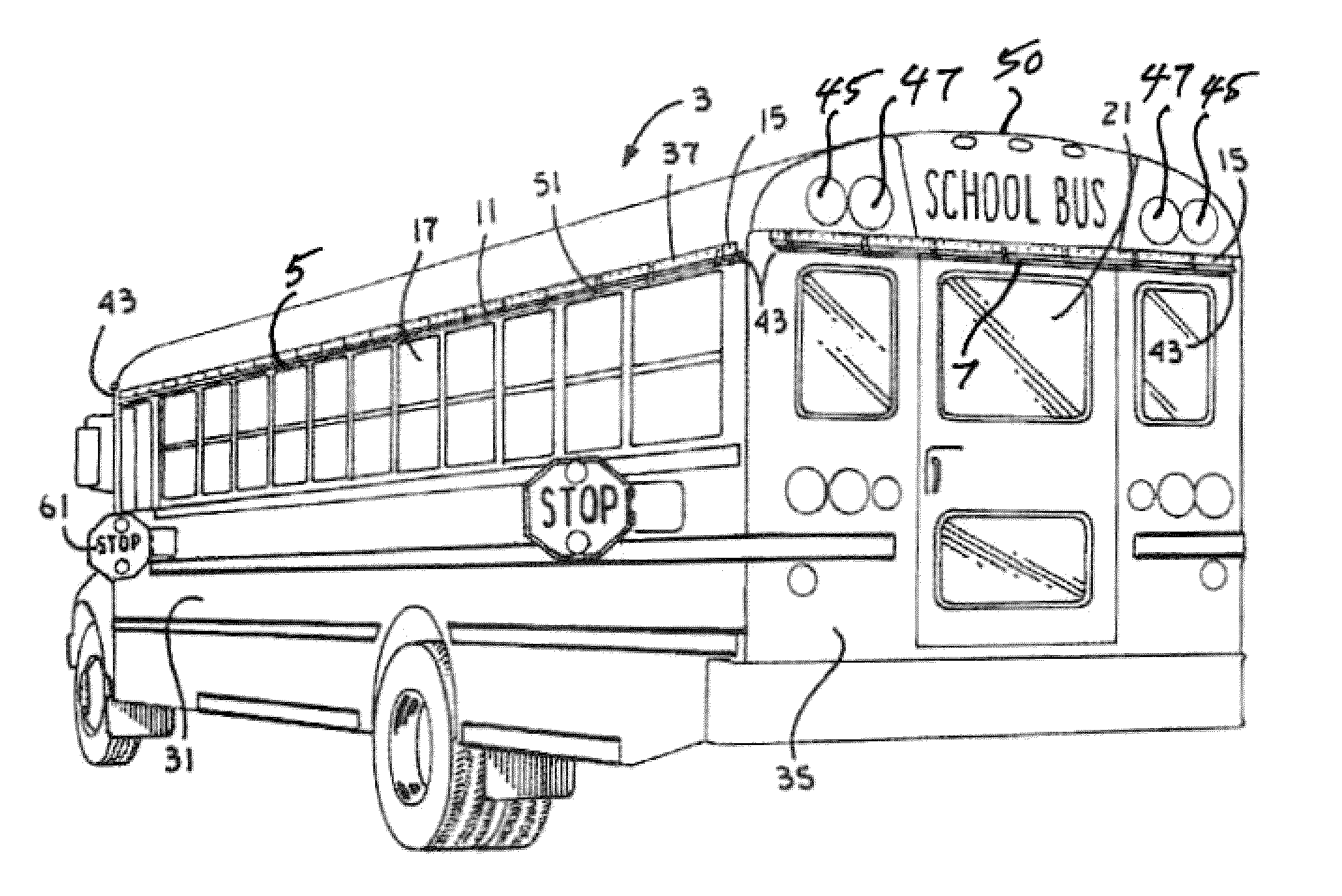 Elevated stop indicator lights for passenger bus