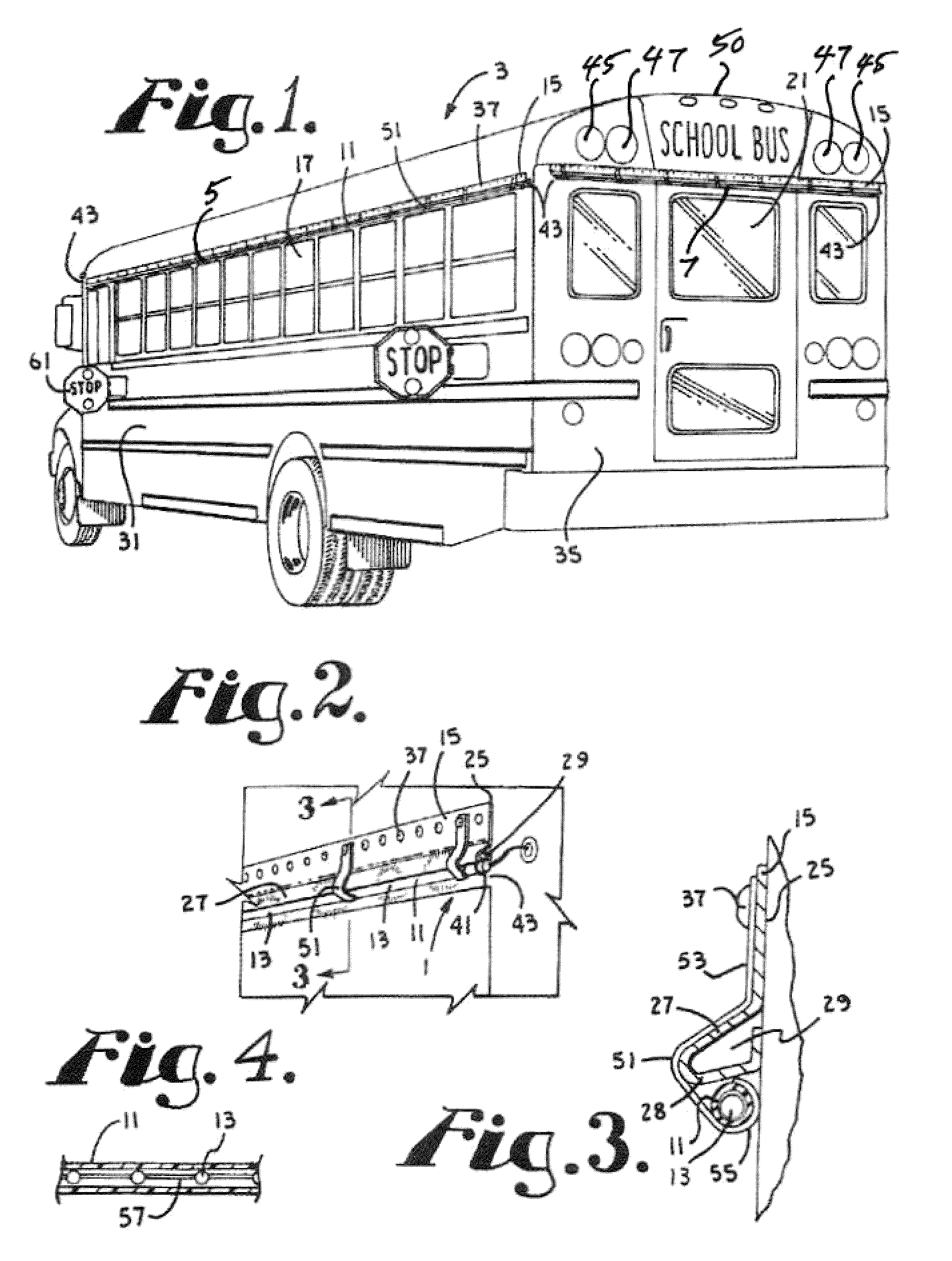 Elevated stop indicator lights for passenger bus