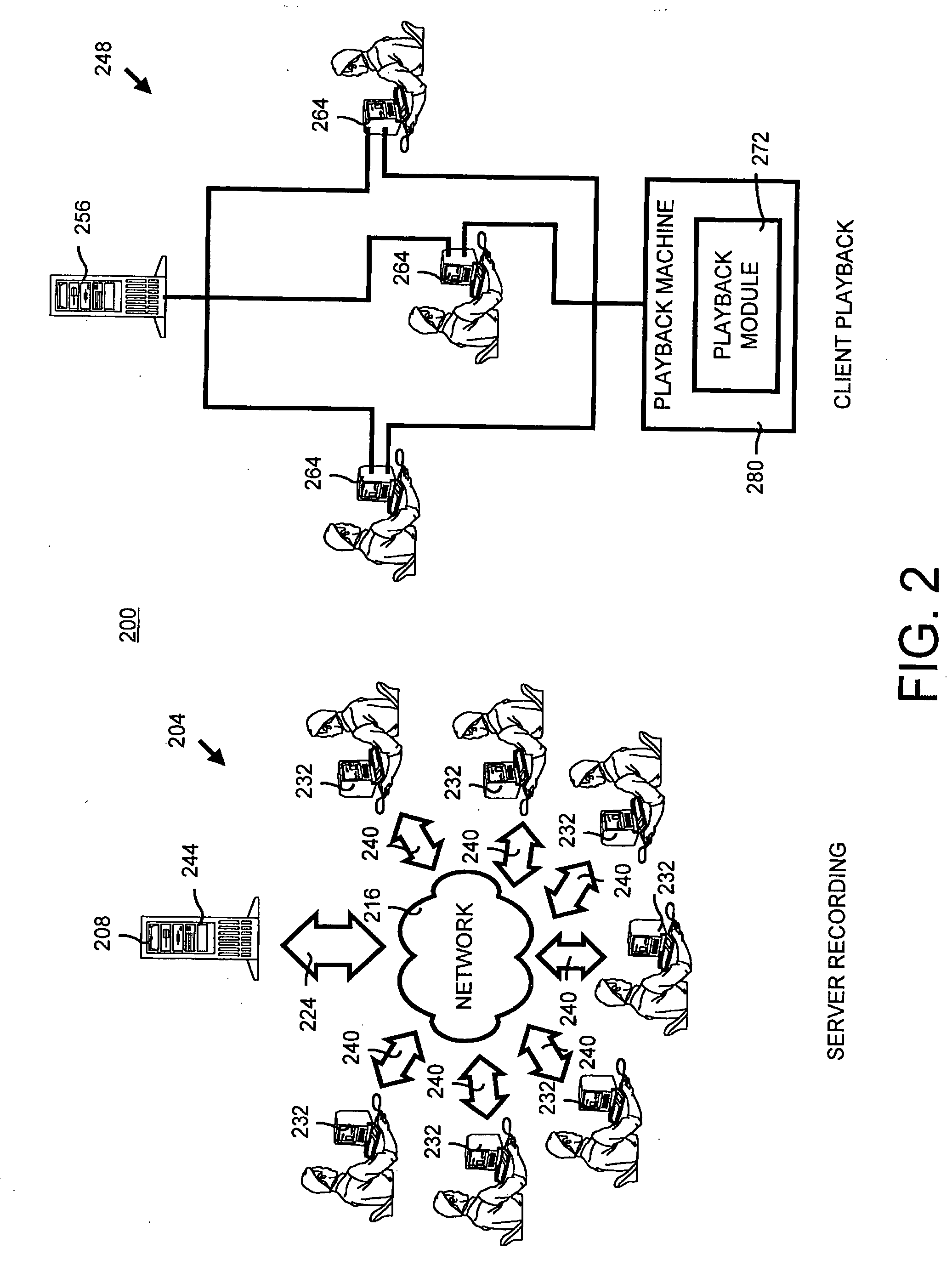 Server recording and client playback of computer network characteristics