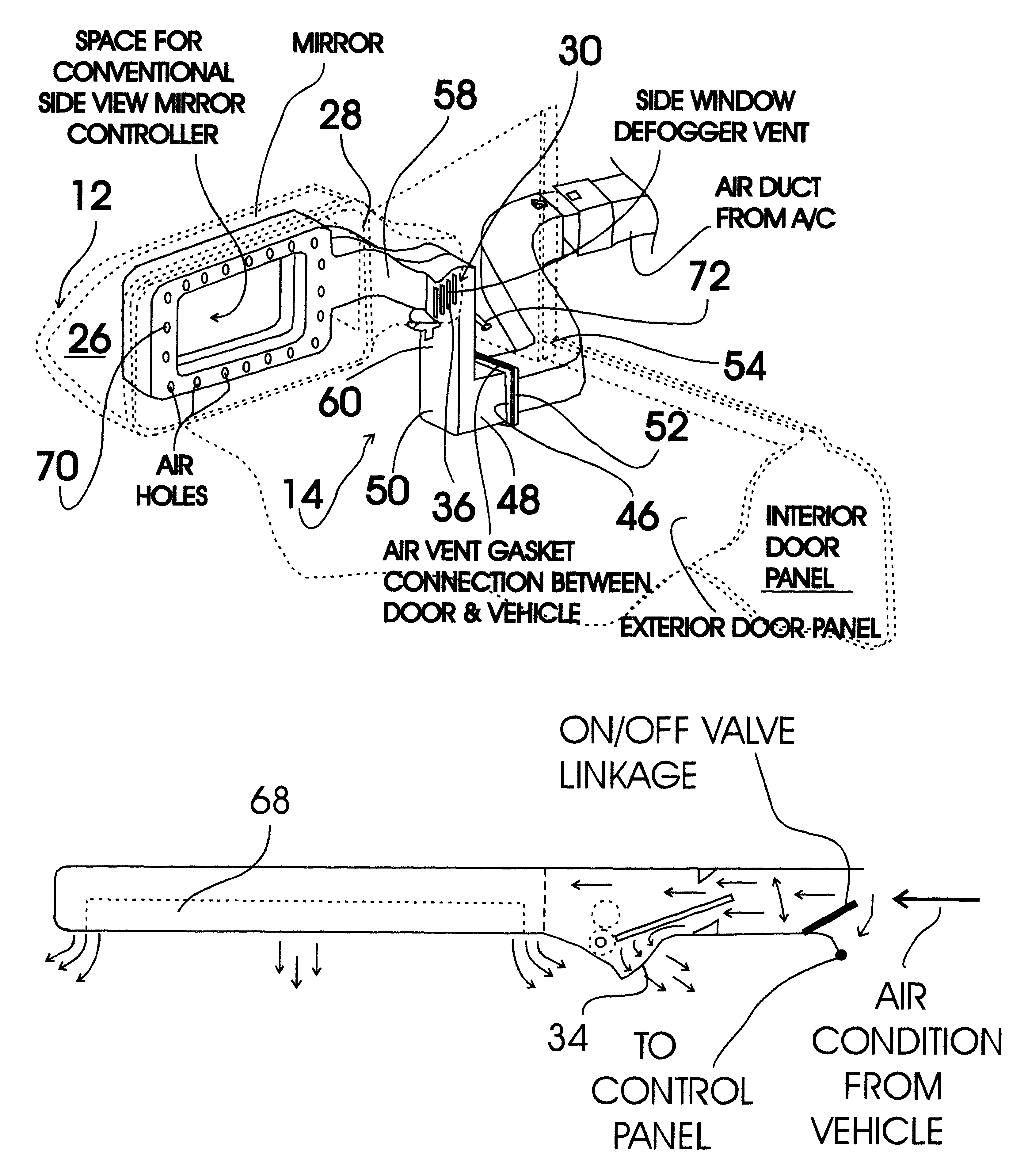 Exterior side view mirror and side window defogger system