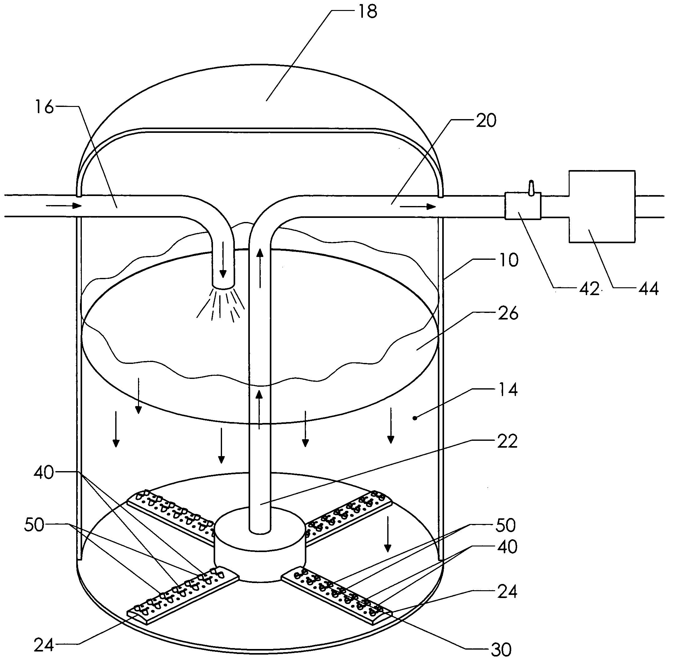 Swirling air injected pool filter