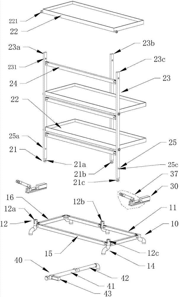 Culturing rack equipped with three built-in stand columns