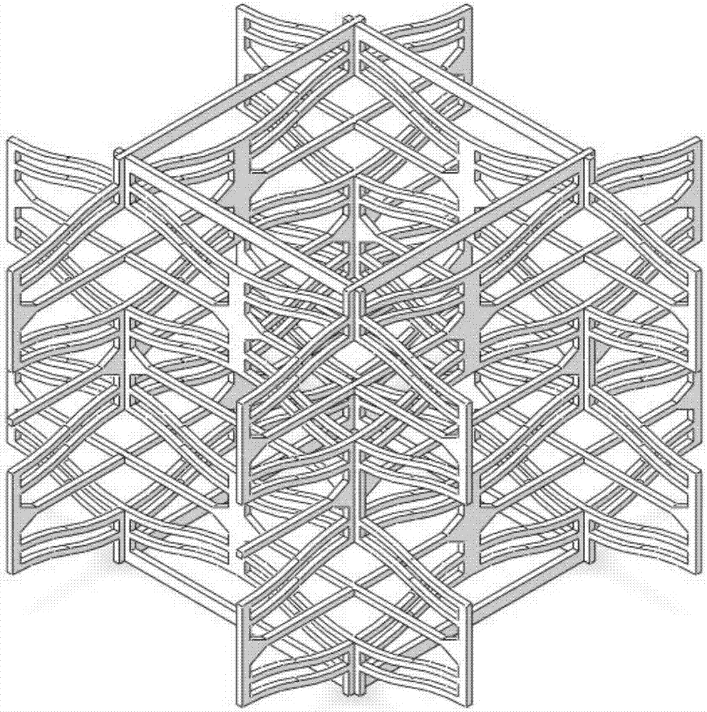 Three-dimensional negative stiffness honeycomb structure and preparation method thereof