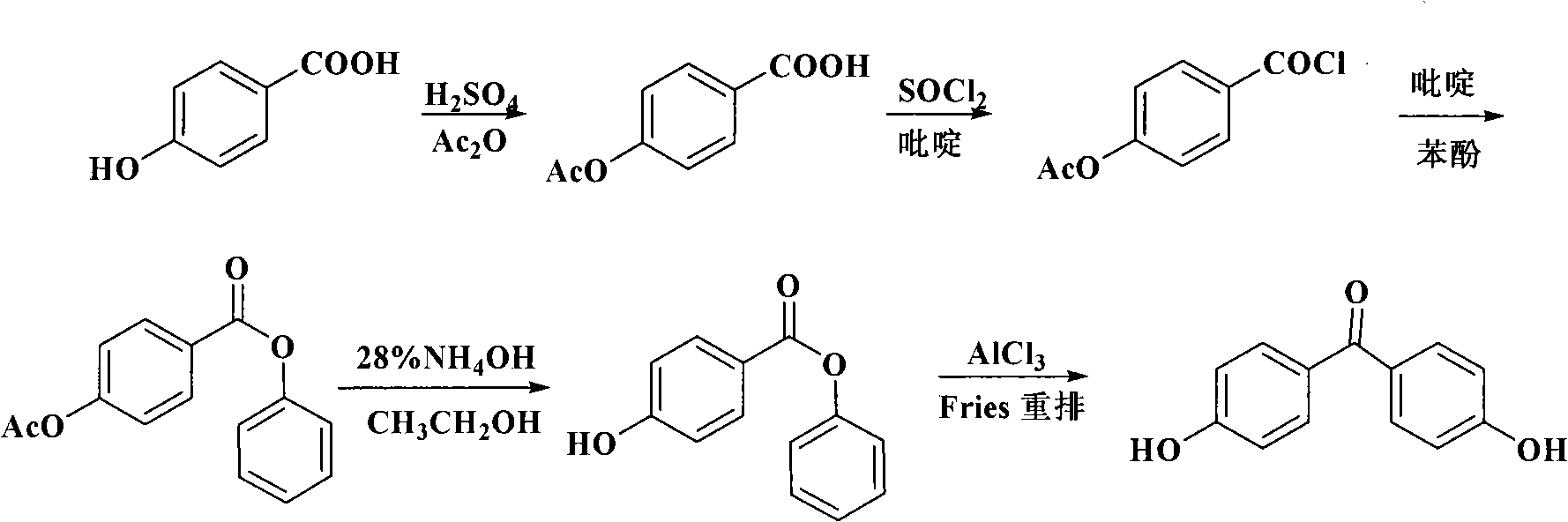 Process for synthesizing 4,4'-dihydroxy diphenylketone