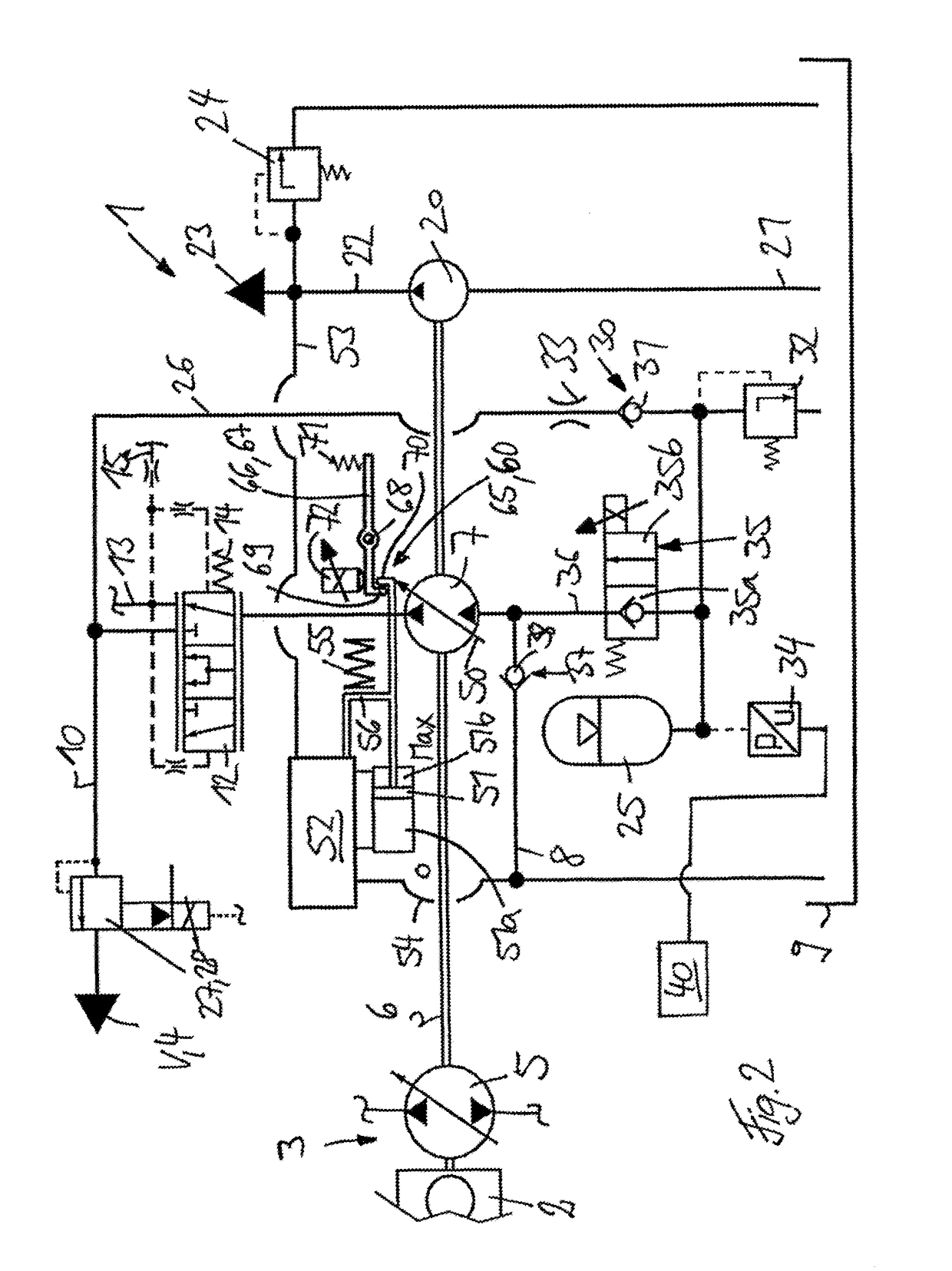 Hydrostatic power unit as hydraulic starter of an internal combustion engine