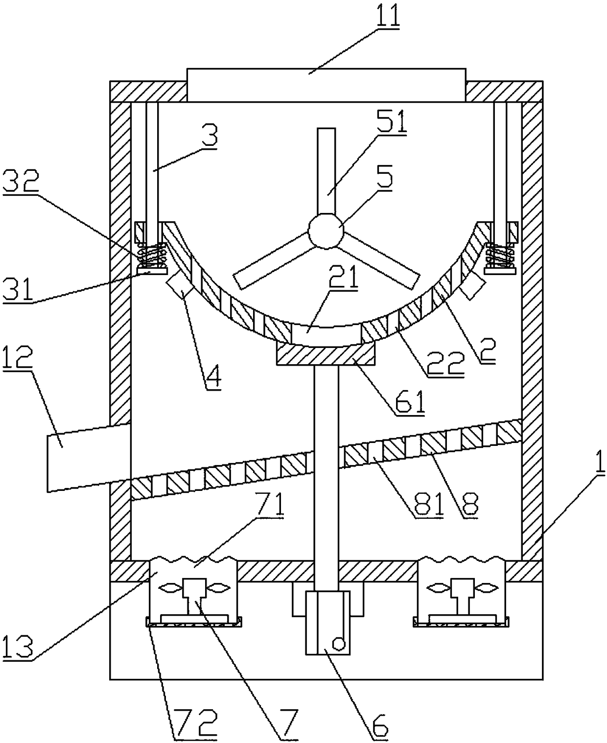 Drying device for plastic particles