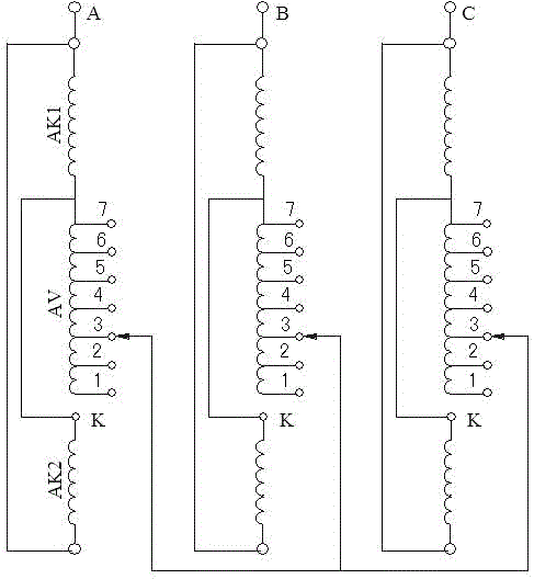 The pie coil with the neutral point voltage regulating section in the middle