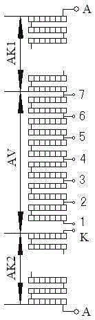 The pie coil with the neutral point voltage regulating section in the middle