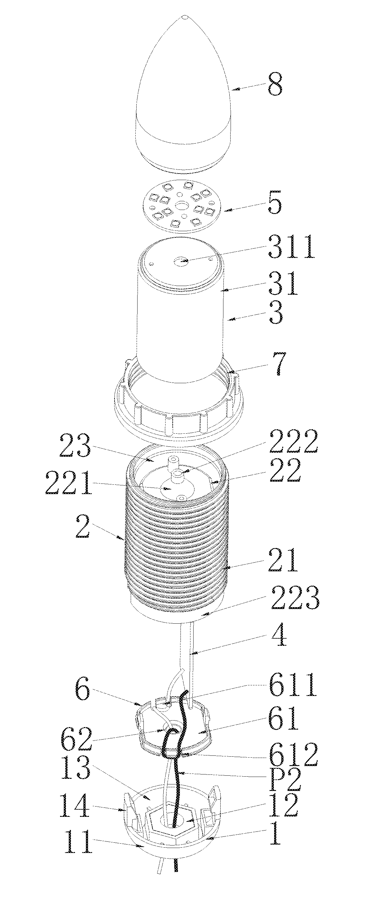 Decorative glass light and assembly method thereof