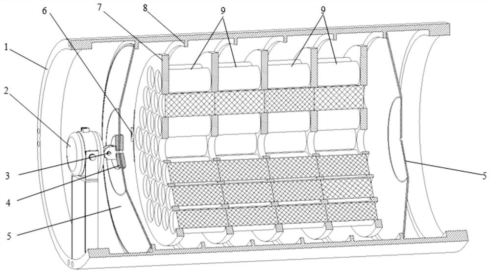 Heat dissipation device for heating assembly in closed environment and battery compartment of underwater vehicle