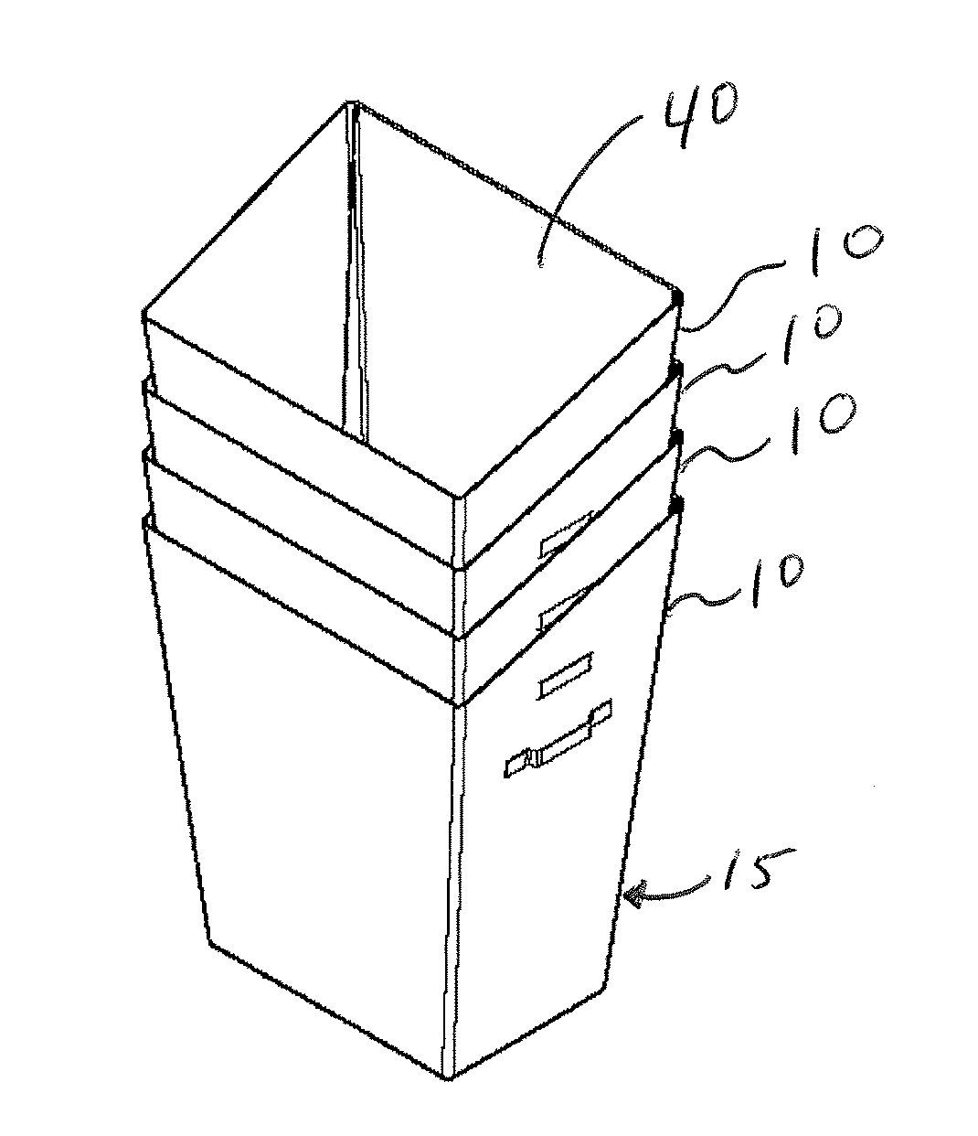 Nestable hamper with multi-segmented lid