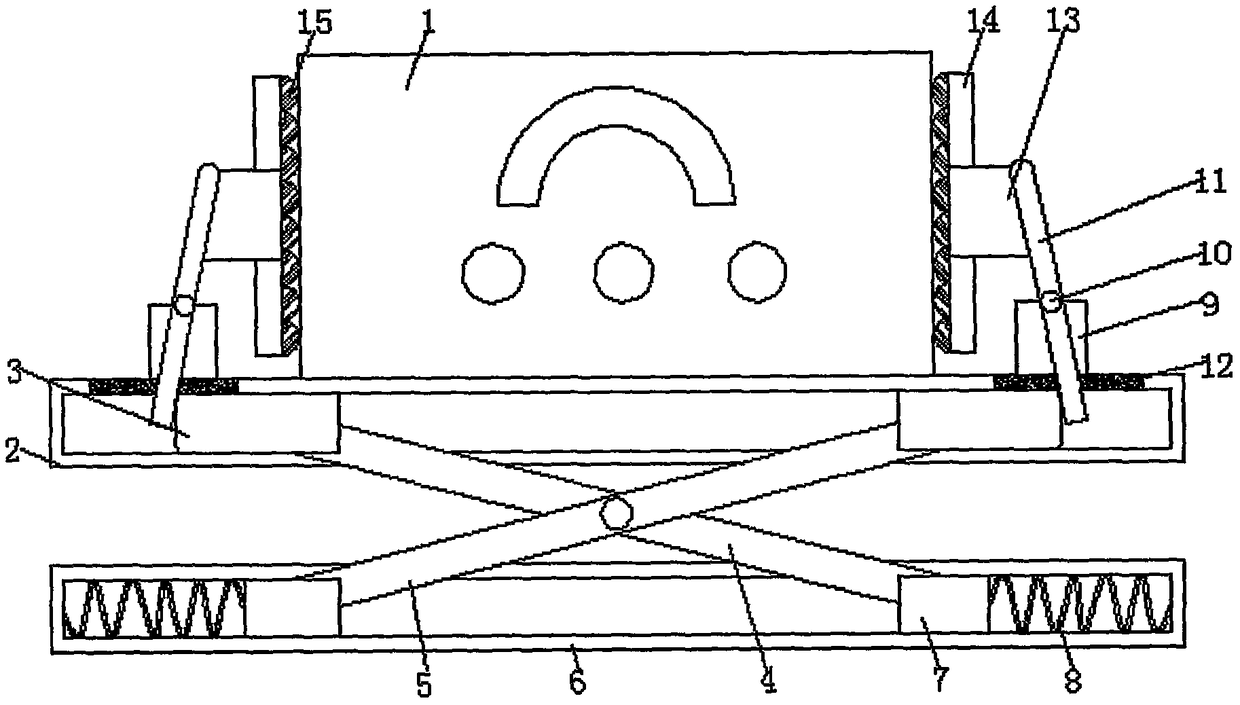 Power box provided with damping buffering effect and not prone to toppling