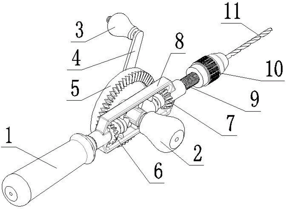 Hand-cranking driving type hand drill