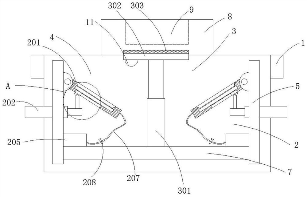 A rail vehicle anti-snake shock absorber mount