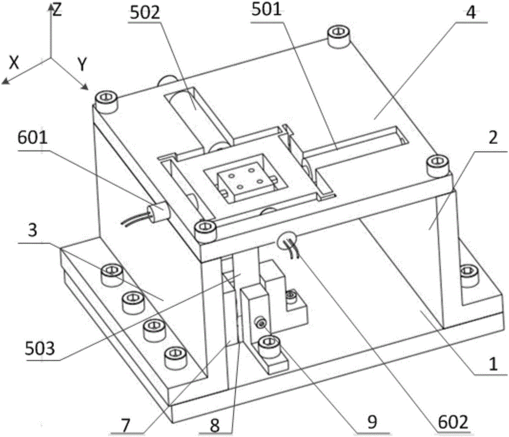 Three-dimensional oval micro displacement motion platform under three-piezoelectric perpendicular drive