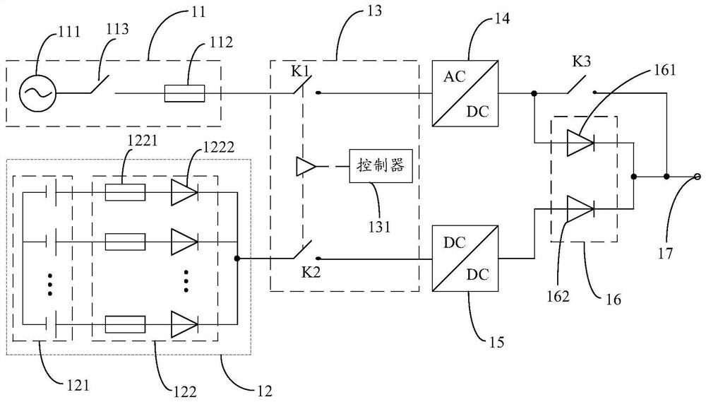 Black-start circuit structure of low-voltage energy storage system and control method