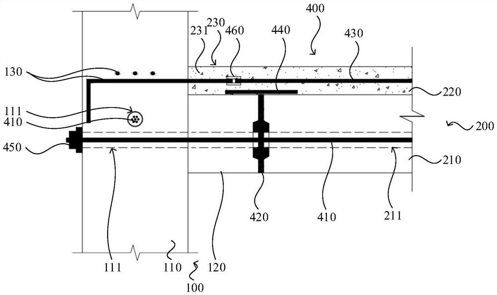 Bracket overhanging type prestress crimping assembly type concrete frame and construction method thereof