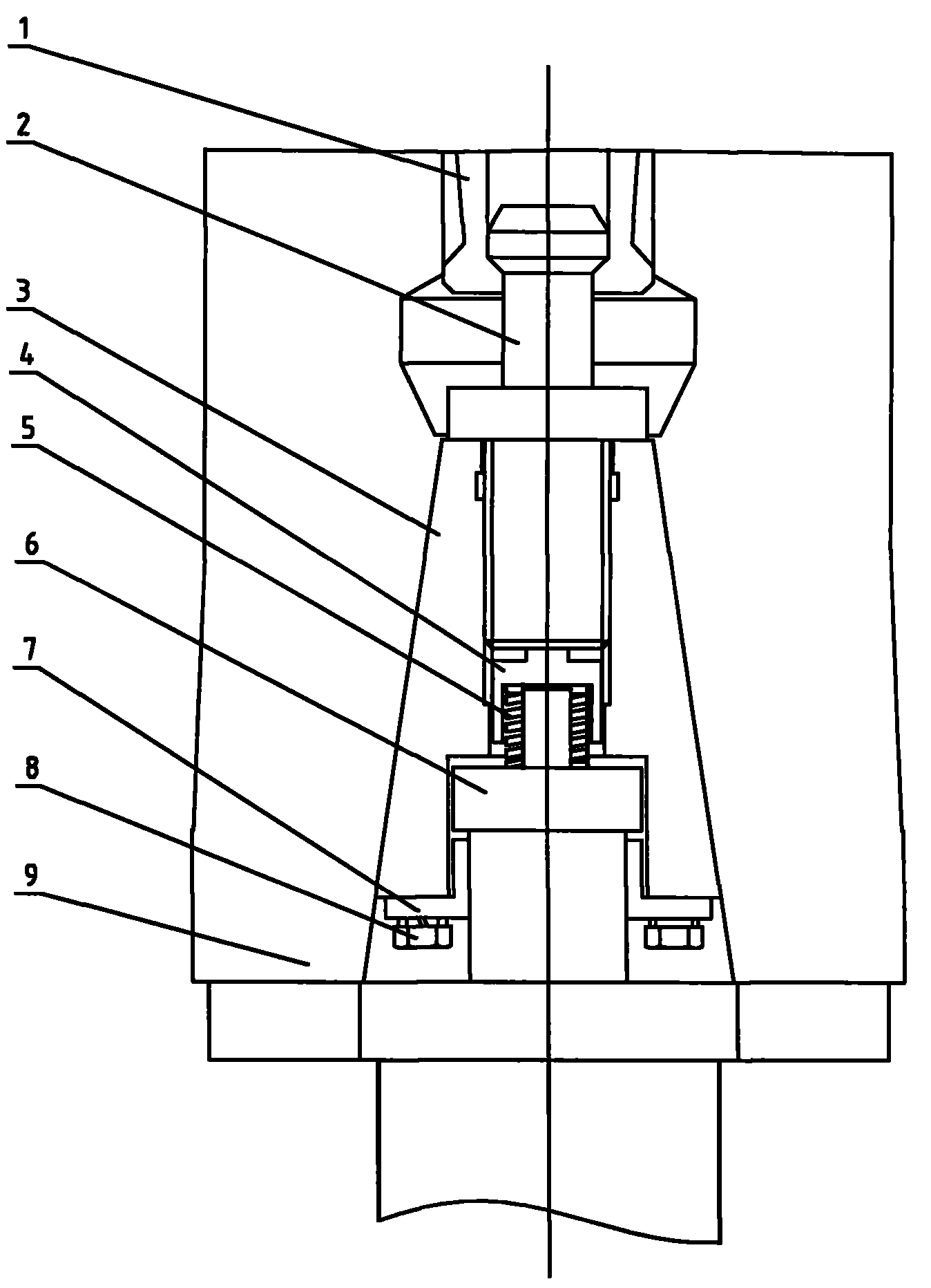 Installing structure of taper shank with attached cutting head