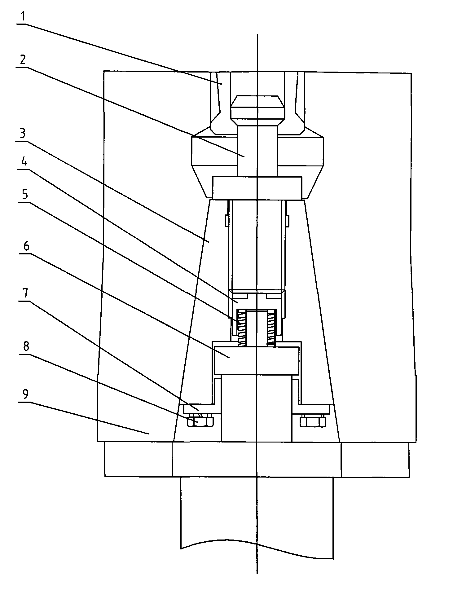 Installing structure of taper shank with attached cutting head