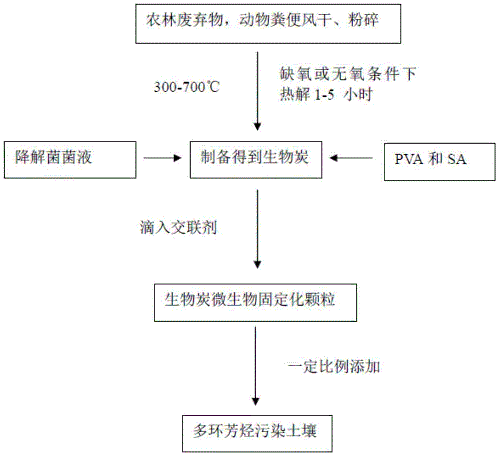 Preparation, use and method of biochar-immobilized composite pollution-degrading bacteria particles